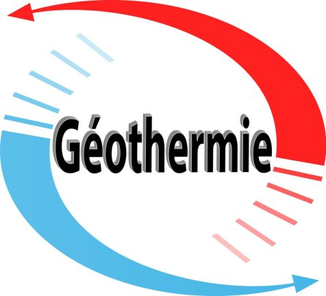 AdobeStock_14903660 (1) Logo Géothermie avec une flèche rouge et une flèche bleu symbolisant les échanges thermiques